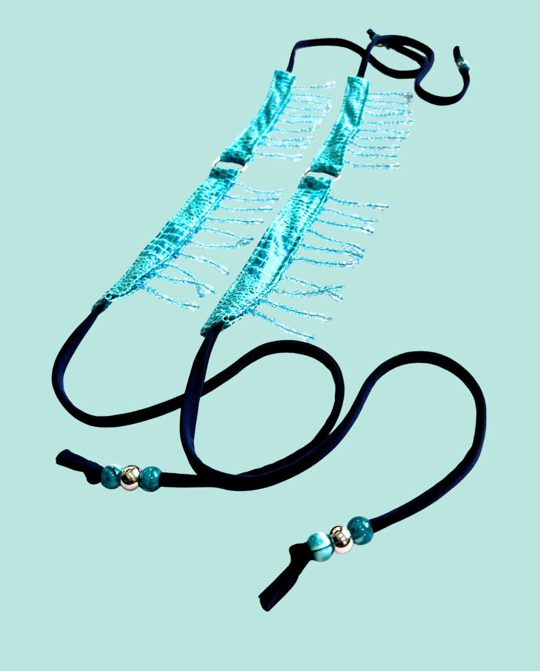 Aqua Blue Tie-Up Garters